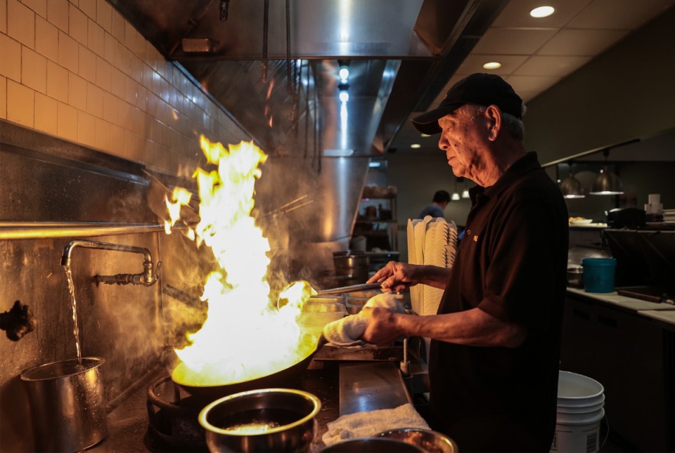 <strong>Owner Eddie Pao cooks his "favorite" noodles at Mosa Sept. 12, 2024.</strong> (Patrick Lantrip/The Daily Memphian)