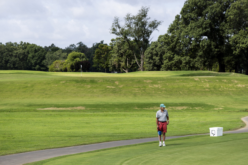 <strong>A golfer warms up before playing at The Links at Audubon.</strong> (Brad Vest/Special to The Daily Memphian)