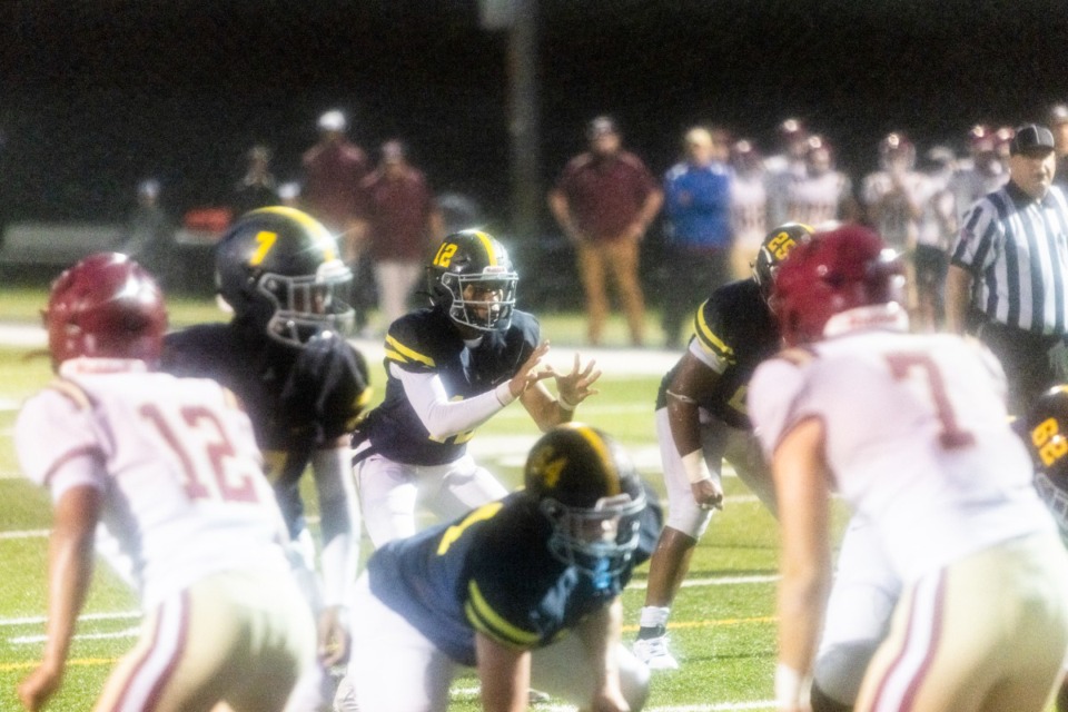 <strong>Lausanne&rsquo;s T.J. Jenkins prepares to receive the snap during Friday's game against ECS.&nbsp;</strong>(Brad Vest/Special to The Daily Memphian)