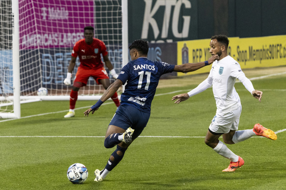 <strong>Marlon Santos scored twice in Saturday&rsquo;s Memphis 901 FC&rsquo;s victory over North Carolina.</strong> (Brad Vest/Special to The Daily Memphain, file)