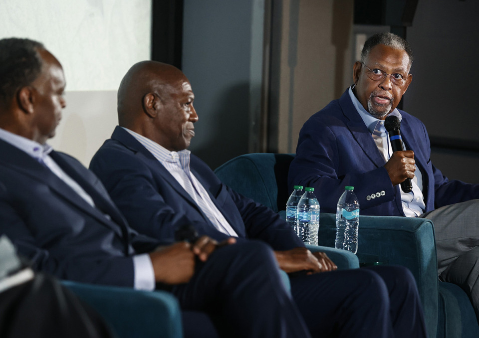 <strong>Clarence Williamson, right, speaks during a panel discussion on prostate cancer in Black men at the National Civil Rights Museum Sept. 16.</strong> (Mark Weber/The Daily Memphian)