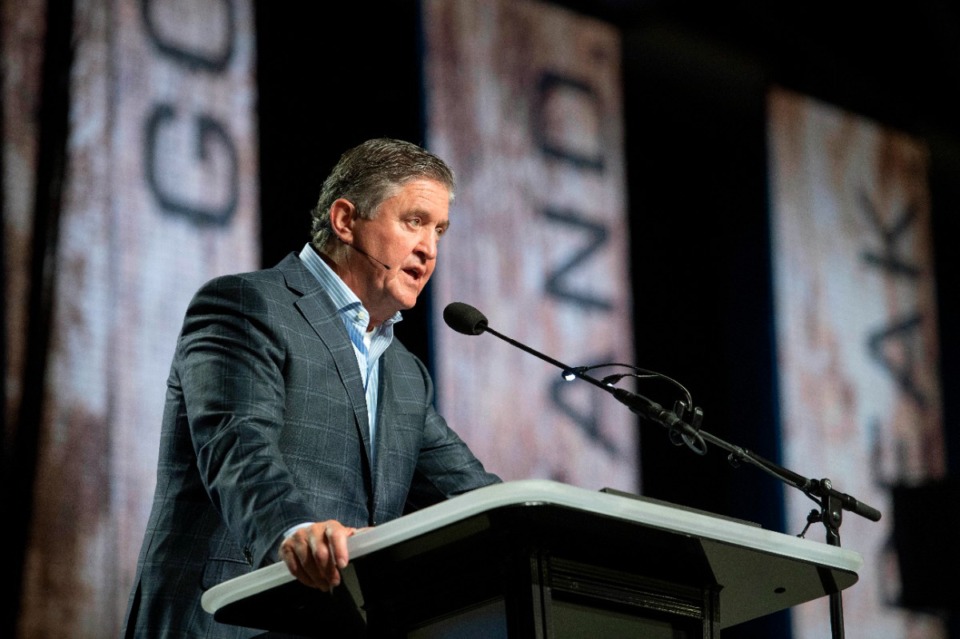 <strong>Steve Gaines, who has served as senior pastor at Bellevue Baptist Church for 19 years, is stepping down from the role.</strong> (Jeffrey McWhorter/AP File)