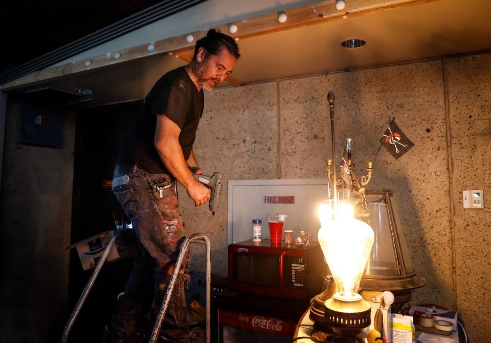 <strong>Chris Reyes, co-founder of Baron Von Opperbean immersive experience, works inside the old Mud Island River Museum on Tuesday, Sept. 24, 2024.</strong> (Mark Weber/The Daily Memphian)