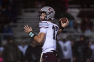 <strong>Collierville quarterback Grant Troutman (12) makes a pass during the Sept. 27, 2024, game against Germantown.</strong> (Patrick Lantrip/The Daily Memphian)