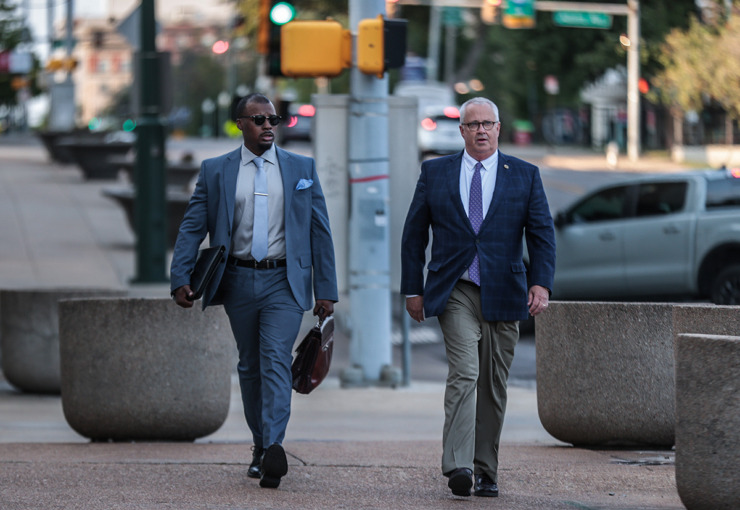 <strong>Justin Smith, a former police officer charged in the death of Tyre Nichols, walks into the Odell Horton Federal Building before a Sept. 10, 2024 court hearing.</strong> (Patrick Lantrip/The Daily Memphian)