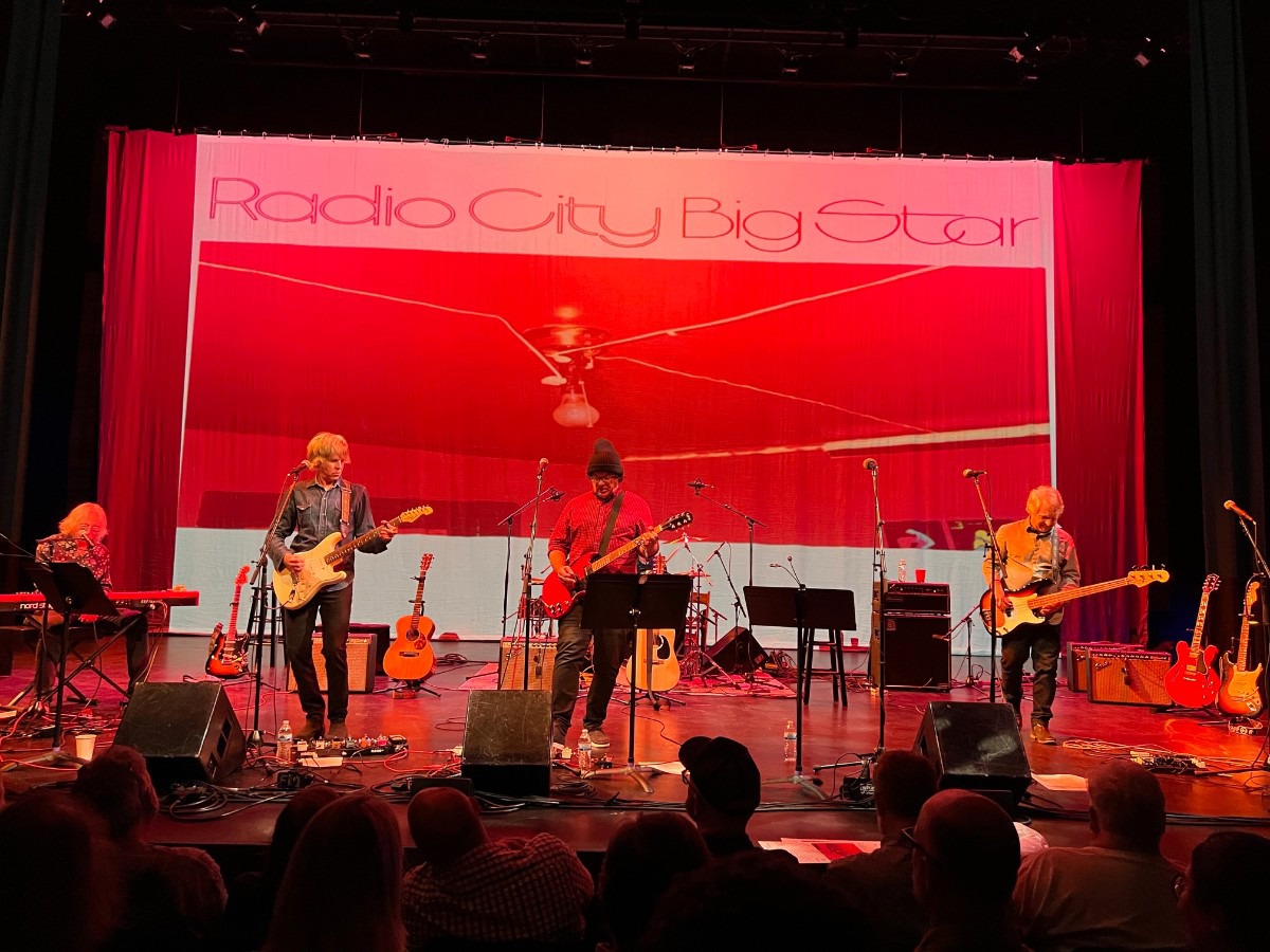 <strong>&ldquo;We&rsquo;re going to play a record that meant so much to me when I finally got it,&rdquo; said Chris Stamey of The dBs, right. &ldquo;It didn&rsquo;t leave my turntable for two years.&rdquo; He is joined on stage by (from left) Mike Mills, Pat Sansone, Jon Auer and Jody Stephens at the Radio City Big Star Reunion on Oct. 1, 2024.</strong>&nbsp;(Jody Callahan/The Daily Memphian)