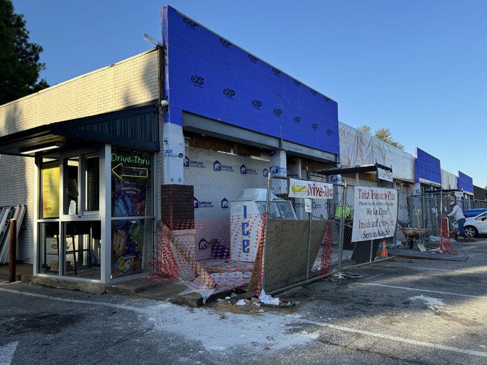 <strong>A new facade is going up on the commercial strip center at 6331 Stage Road.</strong> (Michael Waddell/Special to The Daily Memphian)