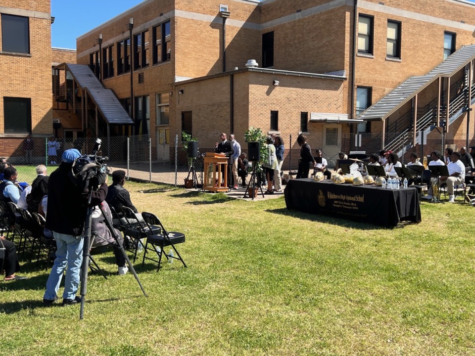 <strong>A ceremonial groundbreaking was held Wednesday, Oct. 2, for the new Whitehaven High STEM lab.</strong> (Jody Callahan/The Daily Memphian)