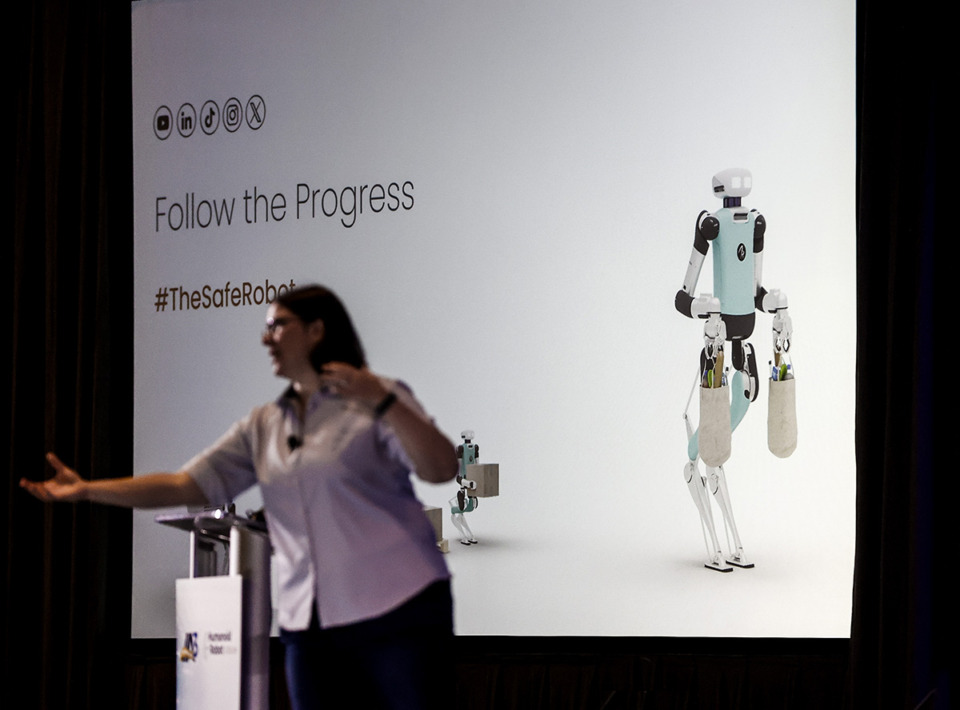 <strong>Melonee Wise, chief technology officer at Agility Robotics, gave the opening speech at the Humanoid Robot Forum on Monday, Oct. 7, 2024, at the Renasant Convention Center.</strong> (Mark Weber/The Daily Memphian)