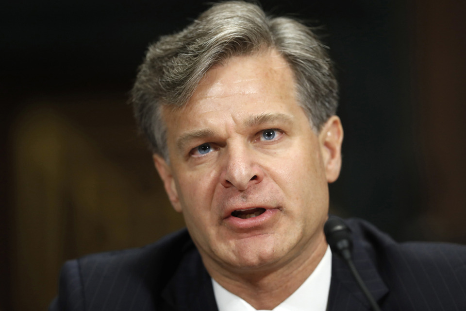 <strong>Christopher Wray testifies on Capitol Hill in Washington July 12, 2017, at his confirmation hearing before the Senate Judiciary Committee.</strong> (Pablo Martinez Monsivais/AP file)