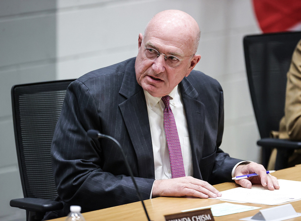 <strong>Collierville Schools board member Wright Cox attends a Mar. 26, 2024 school board meeting.</strong> (Patrick Lantrip/The Daily Memphian file)