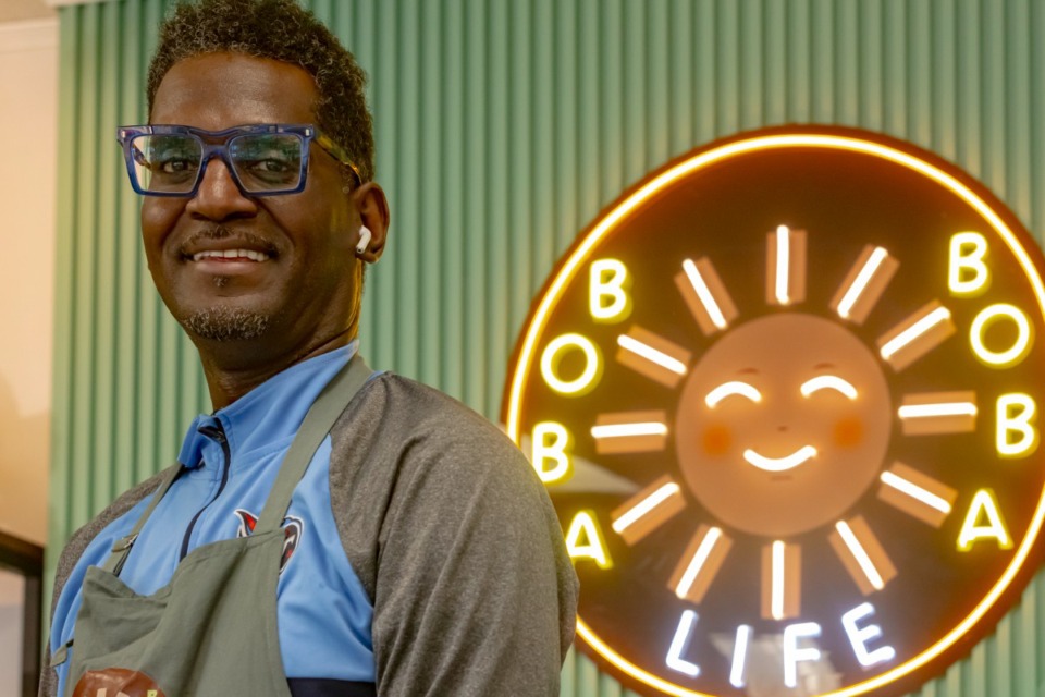 <strong>Co-owner Cedric Jeans smiles as Boba Boba Life opens near Christian Brothers University in Midtown on Thursday, Oct. 10, 2024.</strong> (Ziggy Mack/Special to The Daily Memphian)