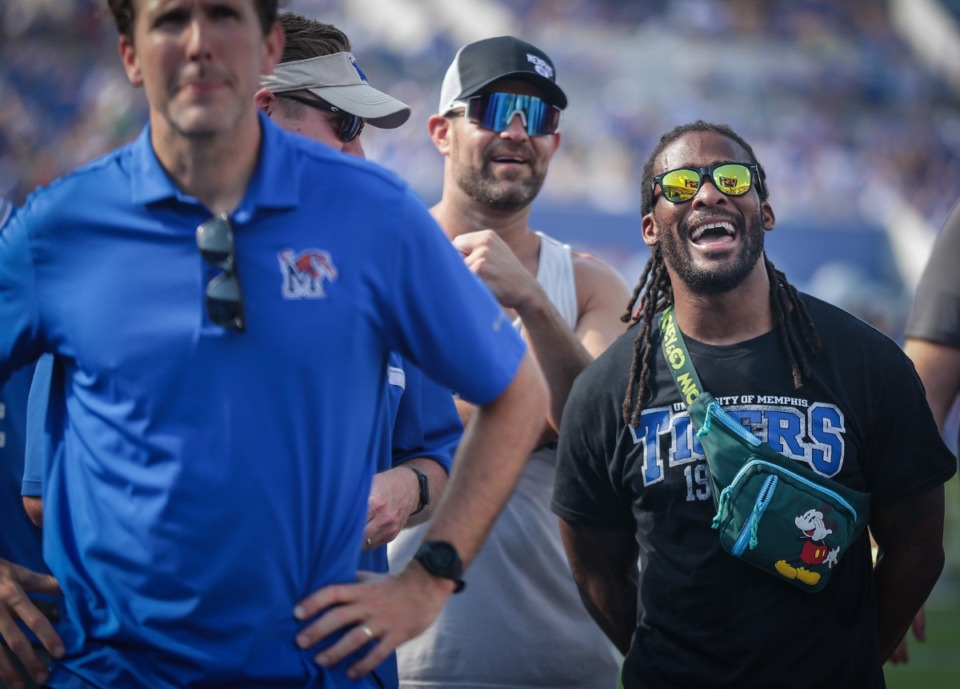 <strong>Former University of Memphis running back DeAngelo Williams was one of the 2003 Tigers who were honored at a Sept. 30, 2023 game against Boise St.</strong> (Patrick Lantrip/The Daily Memphian)