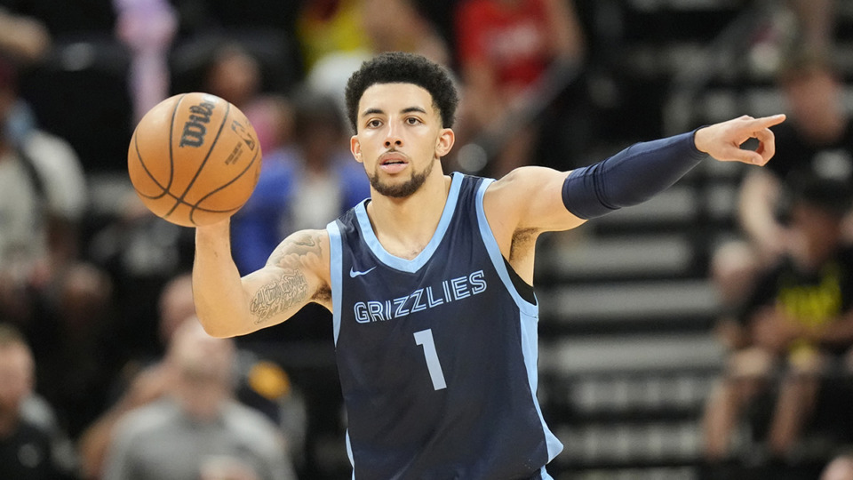 <strong>Memphis Grizzlies point guard Scotty Pippen Jr. has been signed to a standard contract. Pippen brings the ball up court during the second half of an NBA summer league basketball game against the Utah Jazz Monday, July 8, 2024, in Salt Lake City.</strong> (Rick Bowmer/AP Photo file)