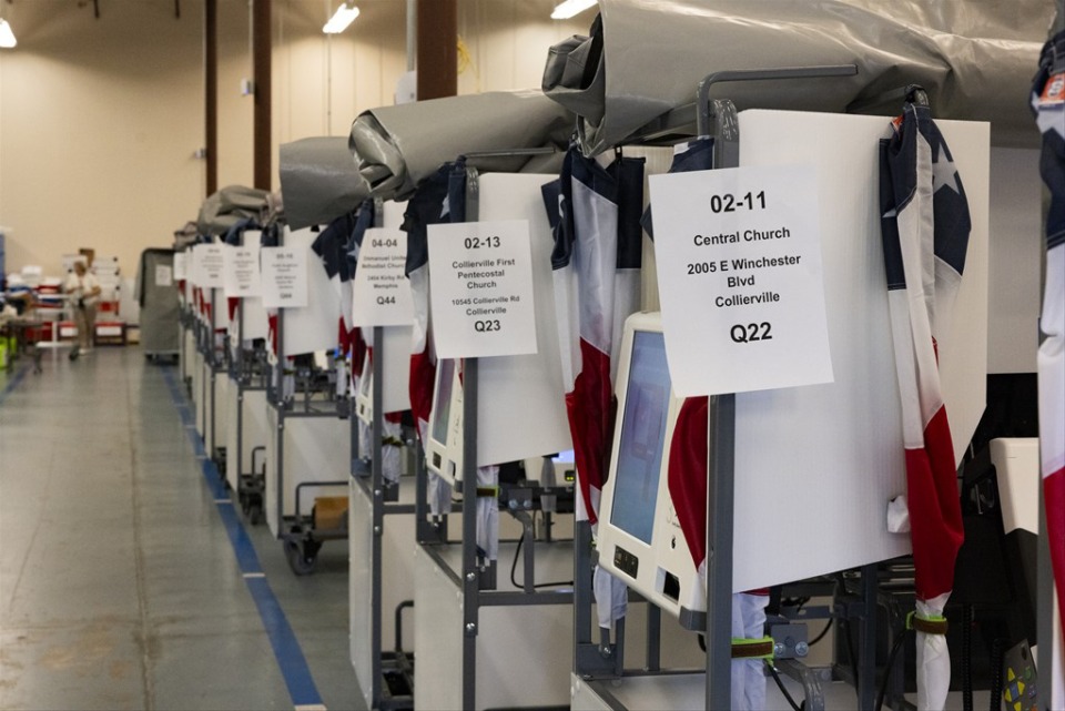 <strong>Election machines are marked for polling locations prior to being delivered by the Shelby County Election Commission.</strong> (The Daily Memphian files)