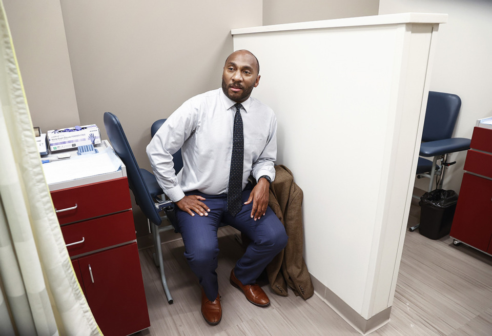 <strong>Shelby County Mayor Lee Harris waits to take an HIV test at the Shelby County Health Department on Thursday, Oct. 17, 2024.</strong> (Mark Weber/The Daily Memphian)