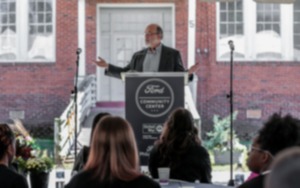 <strong>Stanton, Tennessee, mayor Allan Sterbinsky speaks Oct. 18 at a groundbreaking ceremony for the Ford Community Center, which will be housed at the historic Stanton School.</strong> (Patrick Lantrip/The Daily Memphian)