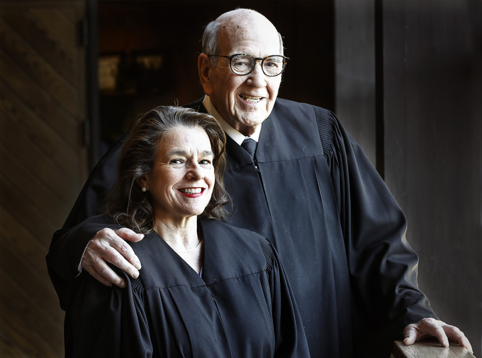 <strong>Newly elected Germantown Judge Rhea Clift, left, who is named for her father Raymond Clift, thanked her parents for giving her a great name.</strong> (Mark Weber/The Daily Memphian)