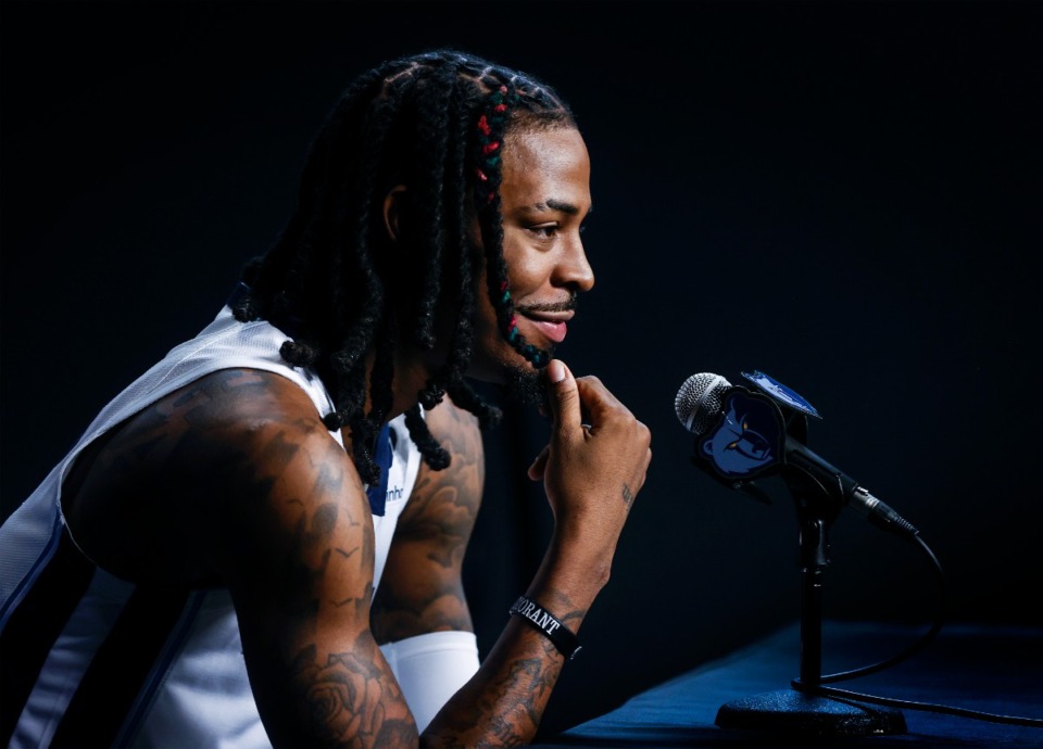 <strong>Memphis Grizzlies guard Ja Morant speaks to the media on Monday, Sept. 30, 2024.</strong> (Mark Weber/The Daily Memphian)