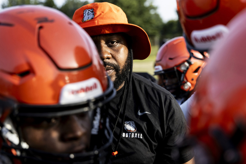 <strong>Coach Frederick Copeland during an August 2024 Fairley High School football practice at Fairley High School.</strong> (Brad Vest/Special to The Daily Memphian file)