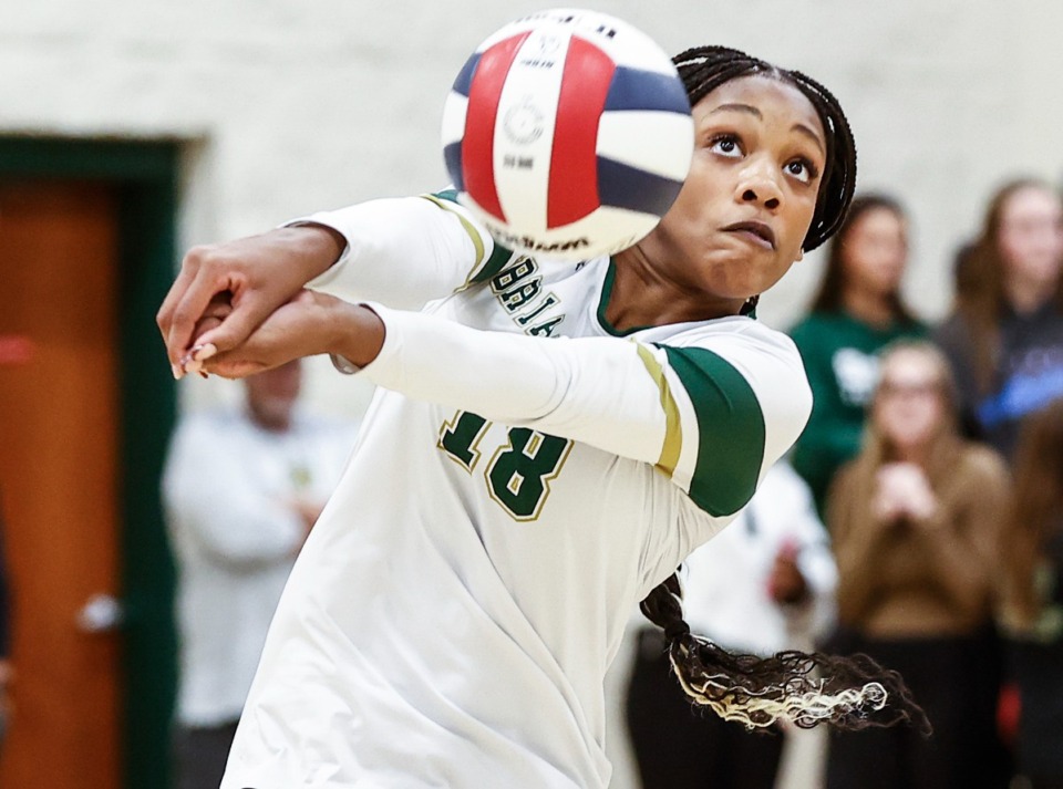 <strong>Briarcrest sophomore Breya Dawson, seen here Oct. 17,&nbsp; put down 28 kills on a .491 hitting percentage to go along with 11 digs.&nbsp;</strong>(Mark Weber/The Daily Memphian file)