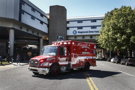 <strong>City of Memphis ambulance at </strong><br /><strong>Regional One Health on Thursday, October 2, 2024.</strong> (Mark Weber/The Daily Memphian)