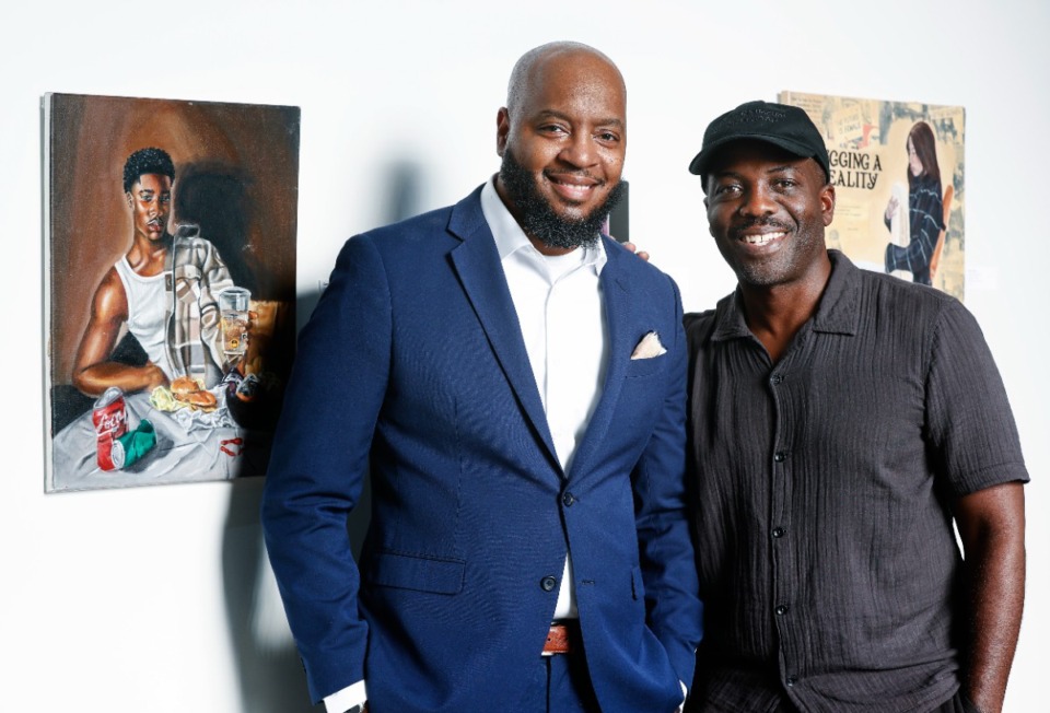 <strong>Contemporary Arts Memphis founder Derek Fordjour (right) and executive director Derek Patterson (left) on Thursday, Oct. 24.</strong> (Mark Weber/The Daily Memphian)