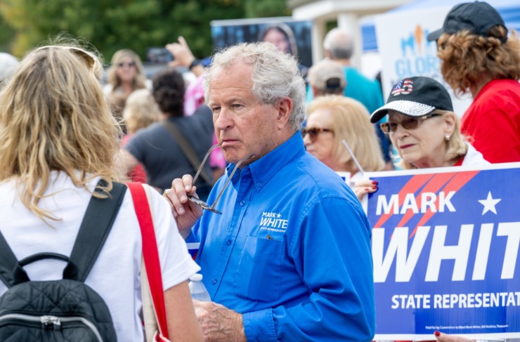 <strong>Mark White, Tennessee State Representative District 83, campaigns at New Bethel Baptist Church, an early voting site in Germantown, Saturday, Oct. 26, 2024.</strong> (Greg Campbell/Special to The Daily Memphian)