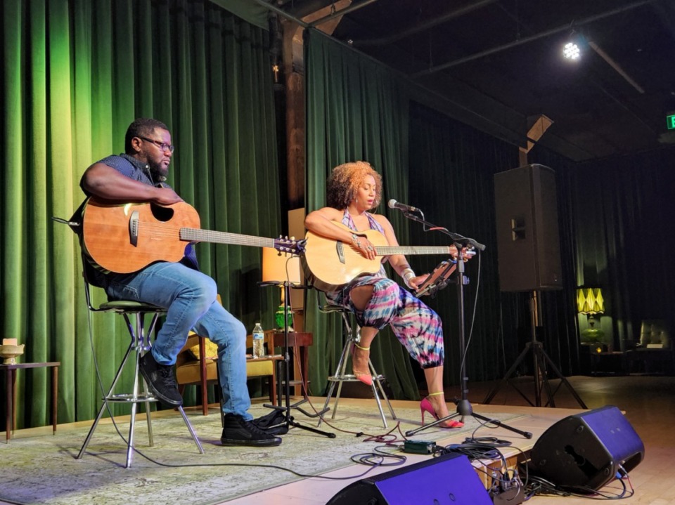 <strong>Country singer Rissi Palmer (right) performs in Memphis as part of the Folk All Y&rsquo;all series.</strong> (Credit: Andria Brown)