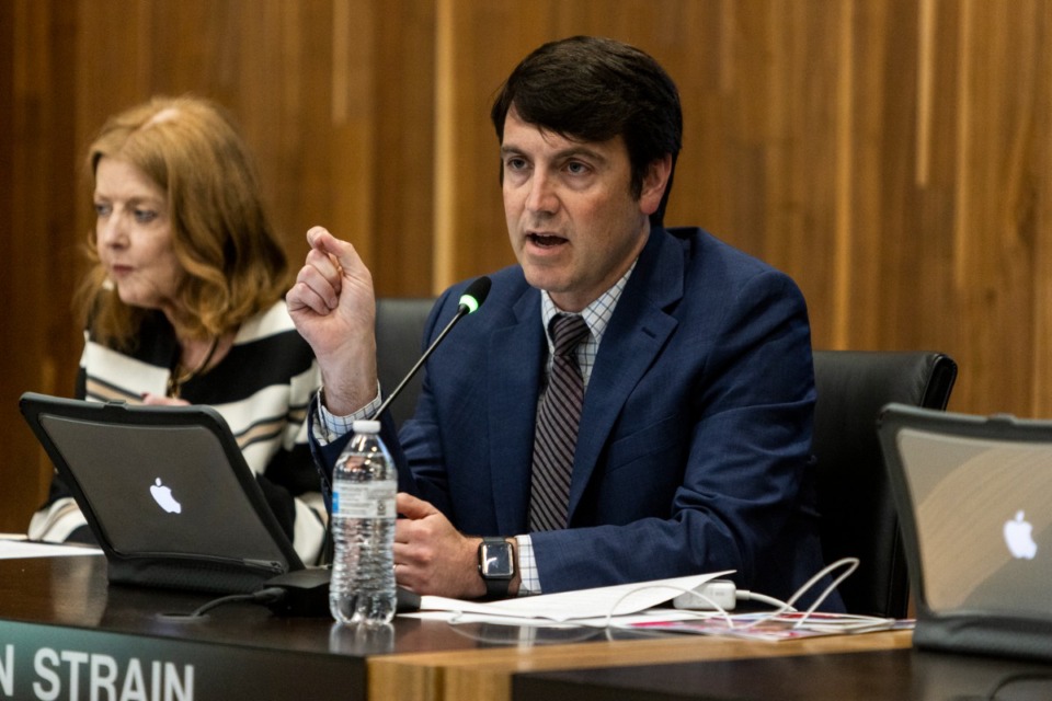 <strong>Ryan Strain during a Germantown Board of Education meeting.</strong> (Brad Vest/Special to The Daily Memphian file)