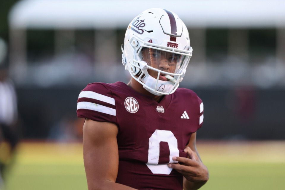 <strong>Mississippi State quarterback Michael Van Buren Jr.&nbsp;accounted for three touchdowns and led Mississippi State back from an early deficit in a 45-20 win over Massachusetts on Saturday.</strong> (Randy J. Williams/AP)