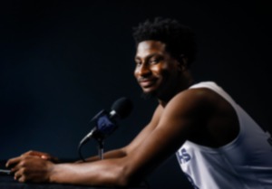 Jaren Jackson Jr. speaks during media day on Monday, Sept. 27, 2021. (Mark Weber/The Daily Memphian)