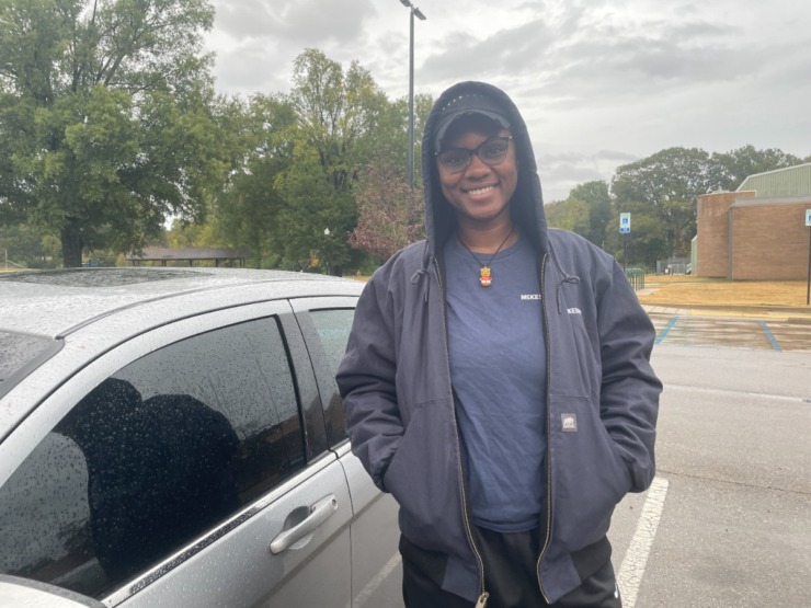 <strong>Jadelynn Shaw, 28, returned to the televised presidential debate to determine her choice for president, she said on Election Day, Tuesday, Nov. 5, 2024 at Whitehaven Community Center.</strong> (Laura Testino/The Daily Memphian)