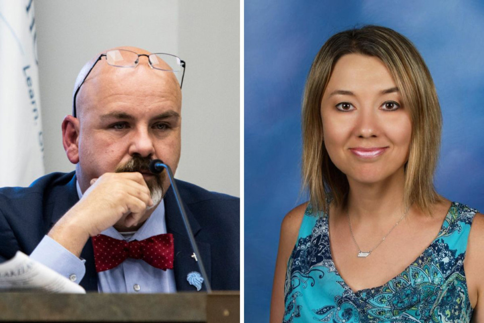 <strong>Jeremy Burnett, left, and Michelle Childs, right, were re-elected to the Lakeland School System board.</strong> (Brad Vest/The Daily Memphian file and Courtesy Lakeland School System)