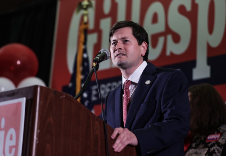 <strong>John Gillespie speaks at the Marriott East after declaring victory Nov. 5, 2024.</strong> (Patrick Lantrip/The Daily Memphian)