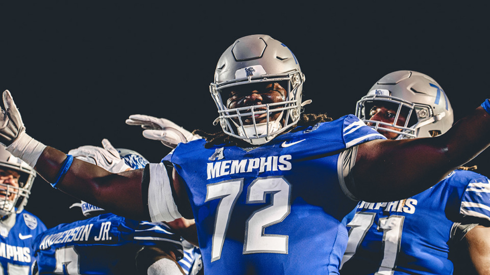 <strong>Malachi Breland (72) said he believed he could see the field early at Memphis after noticing the Tigers had a few offensive linemen who were in their final year or two of eligibility. Now he&rsquo;s a redshirt freshman preparing to record his fifth career start with the Tigers this Friday.</strong> (Courtesy Memphis Athletics)