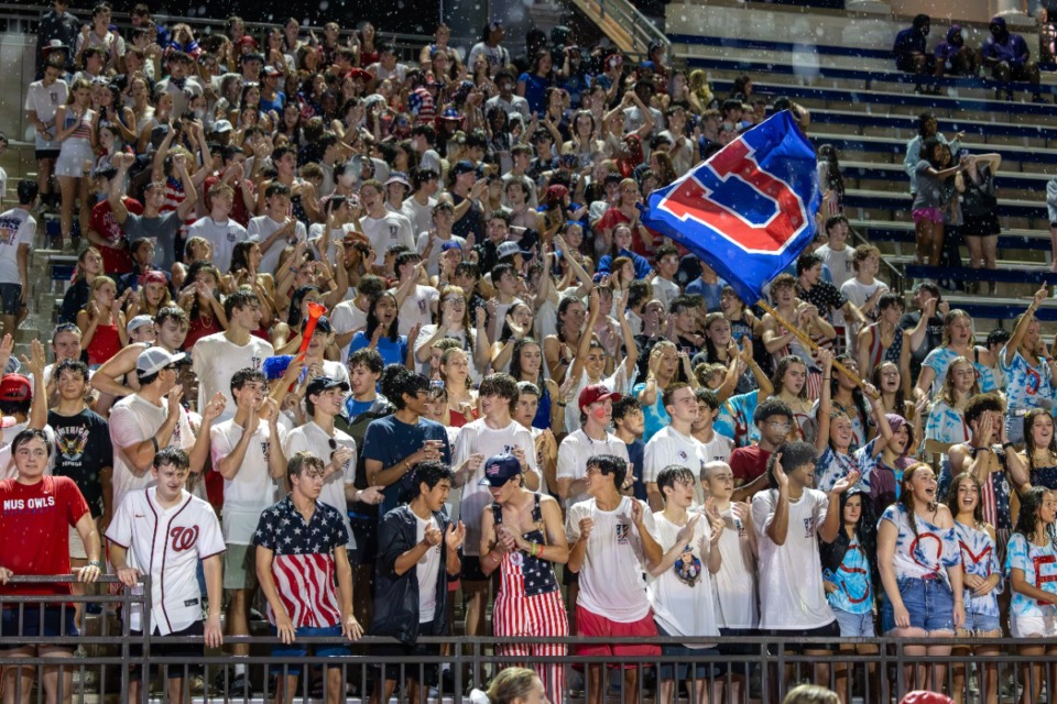 <strong>MUS students cheer in the game against Melrose Aug. 30, 2024. Owls running back Gavin Gatere (not pictured) is prep football&rsquo;s player of the week.</strong> (Wes Hale/The Daily Memphian file)