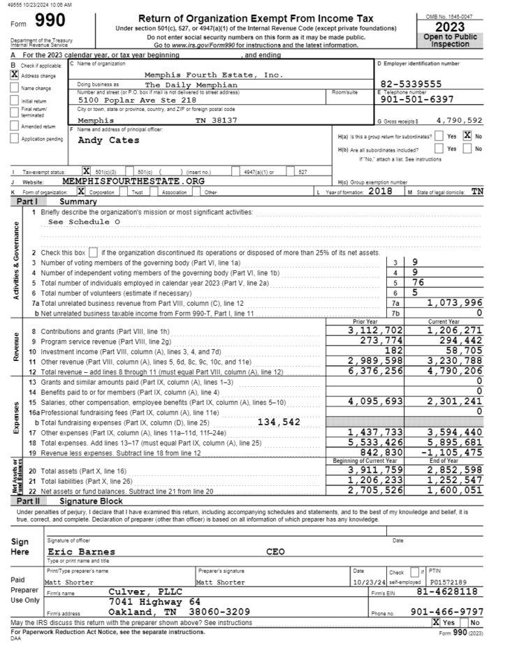 Click the link above to access The Daily Memphian&rsquo;s most recent Form 990.