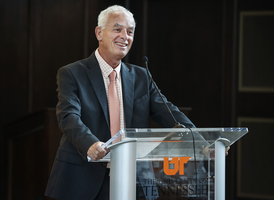 <strong>University of Tennessee Health Science Center Chancellor Peter Buckley speaks during an advisory-board meeting Friday, Nov. 8.</strong> (Mark Weber/The Daily Memphian)