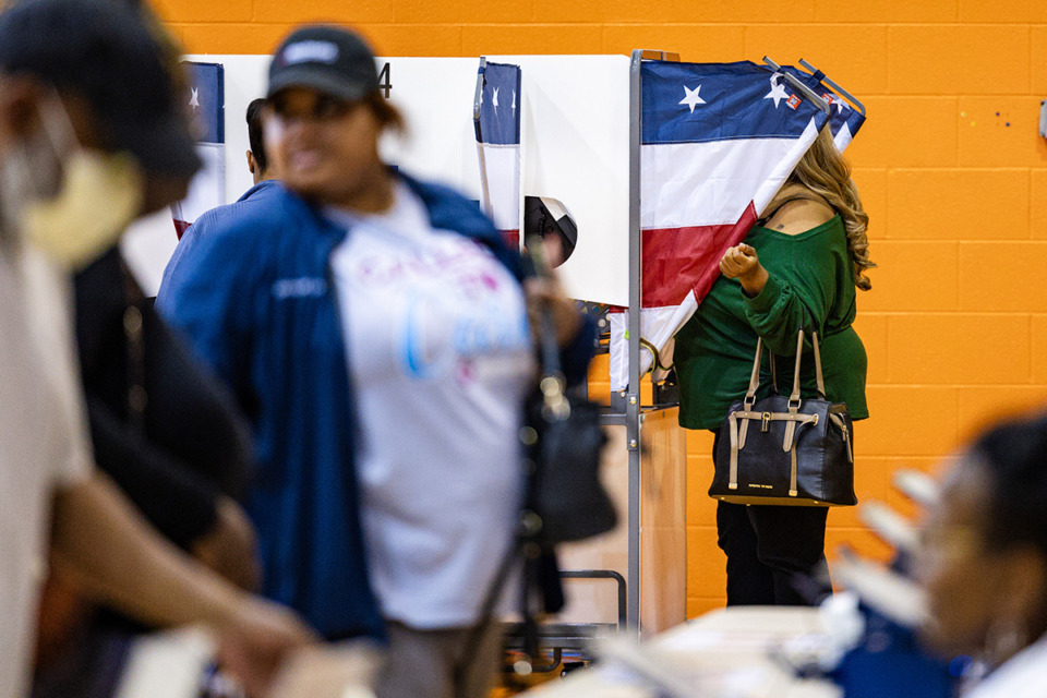 <strong>Shelby County residents vote as others get their ballots at Whitehaven Community Center on Election Day, Tuesday, Nov. 5.</strong> (Benjamin Naylor/Special to The Daily Memphian)