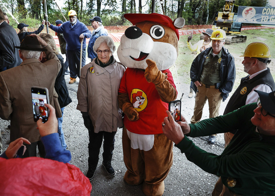 <strong>Residents take pictures during a Buc-ee&rsquo;s groundbreaking ceremony for a new location on I-40 near Gallaway, on Wednesday, Nov. 13, 2024.</strong> (Mark Weber/The Daily Memphian)