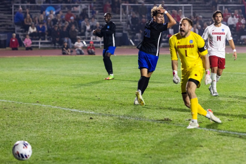 <strong>Anders Bordoy (1), seen here Nov. 16, scored the only Memphis Tigers goal Thursday night.</strong> (Brad Vest/The Daily Memphian file)