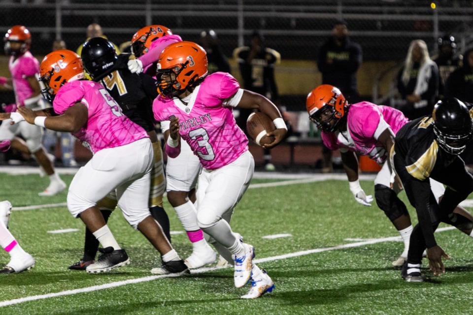 <strong>Fairley&rsquo;s Kevonta Rodgers runs with the ball on Oct. 31. Fairley is the only undefeated team from Shelby County in the playoffs.</strong> (Brad Vest/Special to The Daily Memphian file)