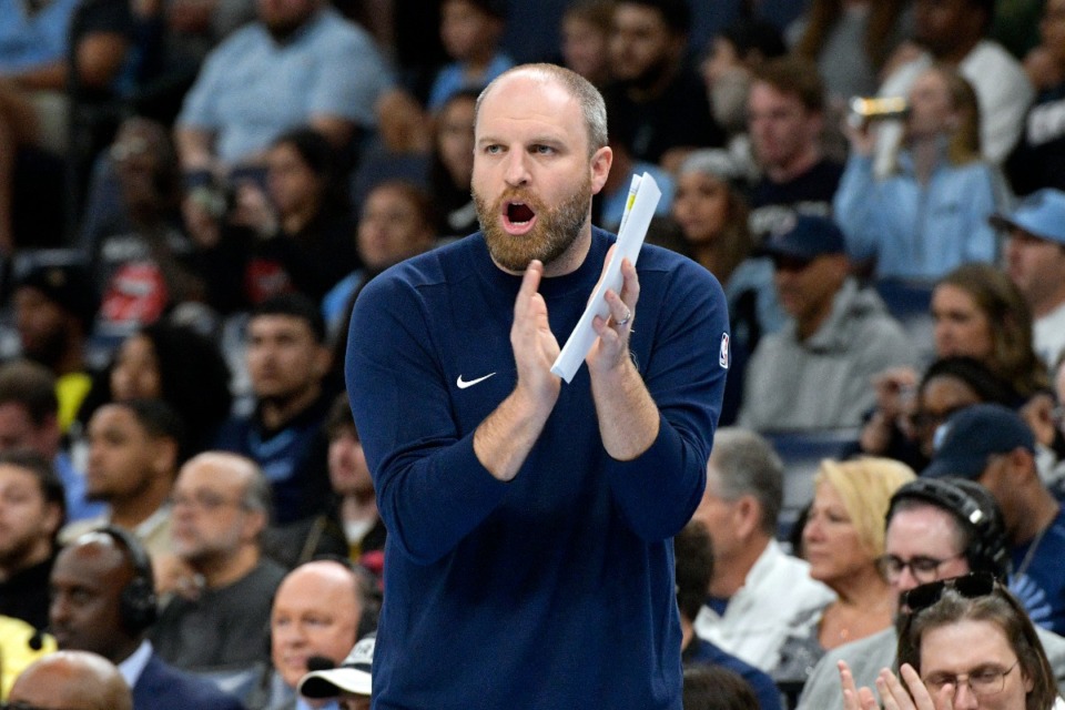 <strong>&ldquo;I know we played catch-up at the end, but it&rsquo;s not good enough,&rdquo; Grizzlies coach Taylor Jenkins said about the Nov. 19 game against Denver. &ldquo;We have to be better.&rdquo;</strong> (Brandon Dill/AP)