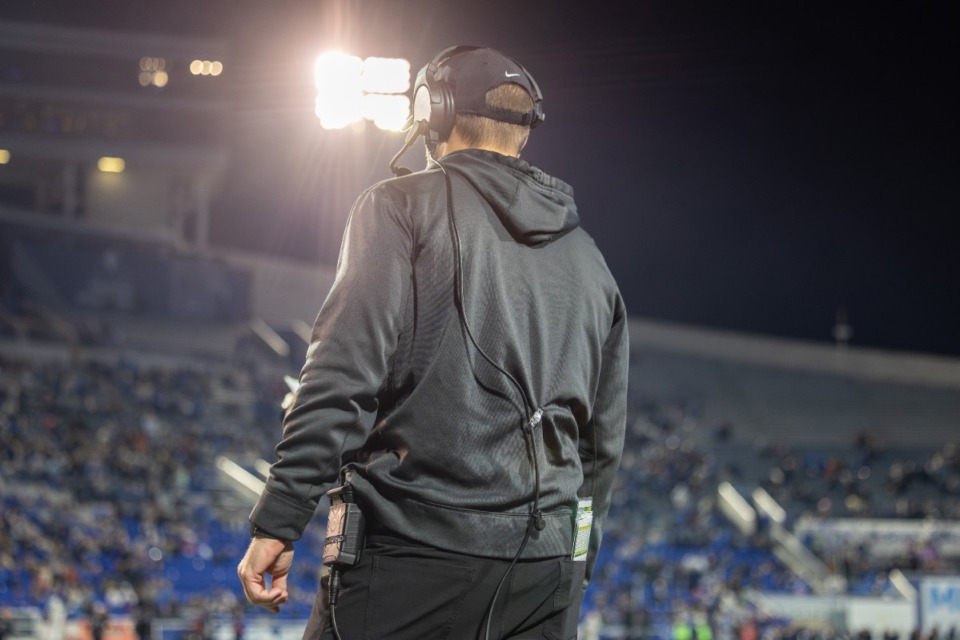 <strong>Memphis Tigers Coach Ryan Silverfield looks on during the second half against the UAB Blazers on Nov 16 at Simmons Bank Liberty Stadium.</strong> (Wes Hale/Special to the Daily Memphian)