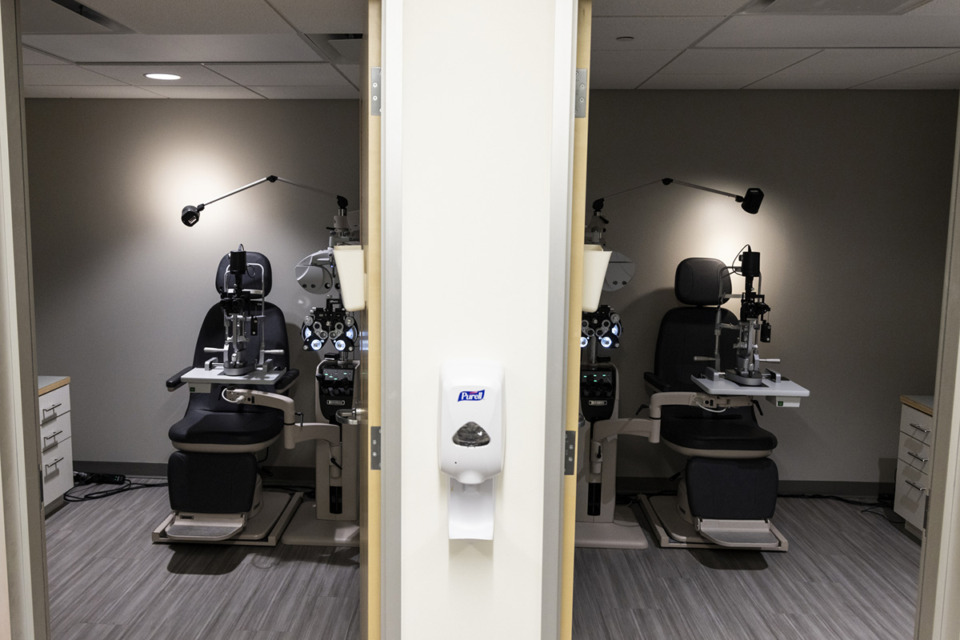 <strong>A look inside of the renovated eye clinic of Church Health on the third floor at Crosstown Concourse. The clinic, where volunteer optometrists and ophthalmologists offer their services, has expanded by 30% to accommodate patient volume.</strong> (Brad Vest/Special to The Daily Memphian)