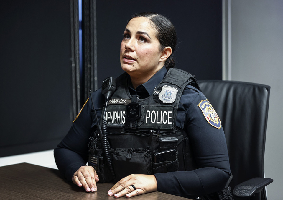 <strong>Memphis police officer Amber Campos&rsquo; parents both struggled with addiction, and her father spent time in prison.</strong> (Mark Weber/The Daily Memphian)