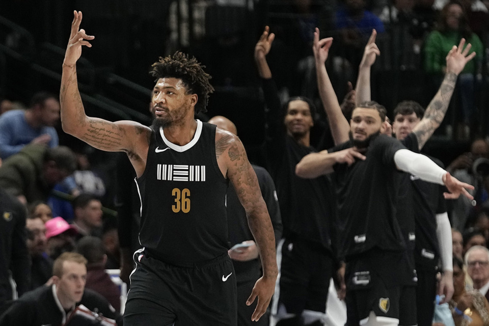 <strong>Memphis guard Marcus Smart (36), seen ghere in January, led the Grizzlies with 25 points against the Detroit Pistons Wednesday, Nov. 27, 2024.</strong> (LM Otero/AP file)