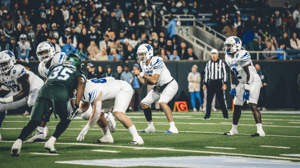 <strong>Memphis quarterback Seth Henigan prepares to receive the snap during the Tigers game against Tulane, Thursday, Nov. 28, 2024, in New Orleans.</strong> (Courtesy Memphis Athletics)&nbsp;