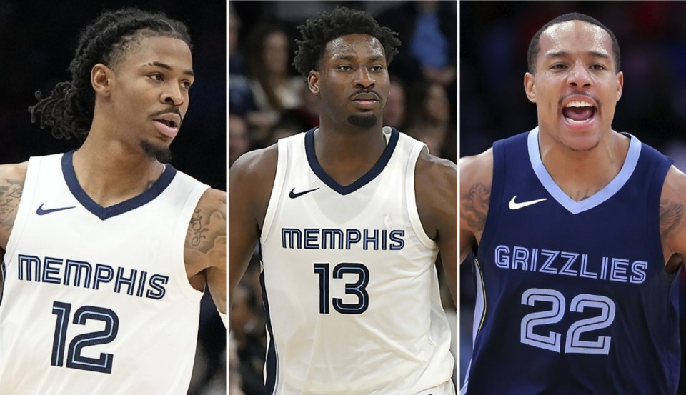 <strong>The Grizzlies are 3-0 this season when (from left) Ja Morant, Jaren Jackson Jr. and Desmond Bane all available for a full game.</strong> (The Daily Memphian files)